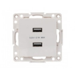 Розетка USB двойная для зарядки EKF PROxima Стокгольм 2,1А, белый