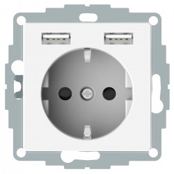 SM Розетка Schuko с 2 USB c зарядным устройством 2,4 A