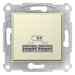  USB МЕХАНИЗМ зарядного устройства 2,1А (2x1,05А), бежевый
