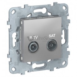 Розетка TV-R/SAT проходная, Schneider Unica New, алюминий