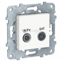 Розетка TV-R/SAT проходная, Schneider Unica New, белый