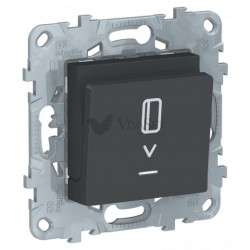 Карточный выключатель с подсветкой без задержки времени 10А/250 В~ Schneider Unica New, антрацит