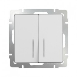 Выключатель двухклавишный проходной с подсветкой Werkel 10A/250В (из 2-х мест), белый