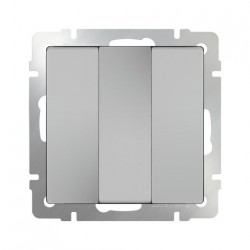 Выключатель трехклавишный Werkel 10A/250В серебряный