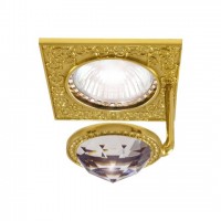 Квадратный точечный светильник SAN SEBASTIAN DE LUXE из латуни с крупным кристаллом, bright gold FEDE 
