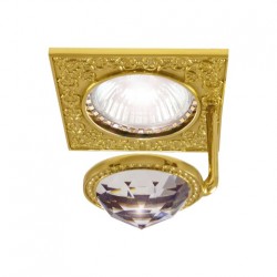 Квадратный точечный светильник SAN SEBASTIAN DE LUXE из латуни с крупным кристаллом, bright gold FEDE 