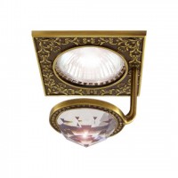 Квадратный точечный светильник SAN SEBASTIAN DE LUXE из латуни с крупным кристаллом, bright patina FEDE 