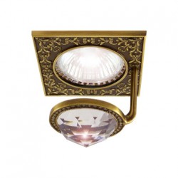 Квадратный точечный светильник SAN SEBASTIAN DE LUXE из латуни с крупным кристаллом, bright patina FEDE 