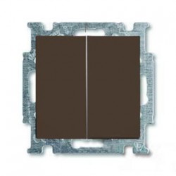 Выключатель двухклавишный с подсветкой ABB Basic 55, шато-черный 1012-0-2178