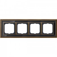 Рамка ABB Династия четырехместная (латунь античная, черное стекло) 1754-0-4588