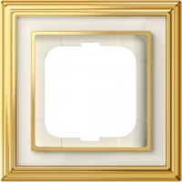 Рамка ABB Династия одноместная (латунь полированная, белое стекло) 1754-0-4560