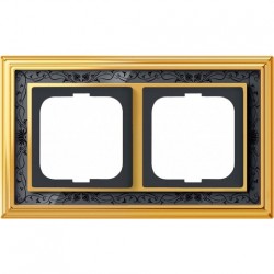 Рамка ABB Династия двухместная (латунь полированная, черная роспись) 1754-0-4576