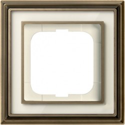Рамка ABB Династия одноместная (латунь античная, белое стекло) 1754-0-4580