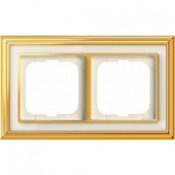 Рамка ABB Династия двухместная (латунь полированная, белое стекло) 1754-0-4561