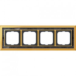 Рамка ABB Династия четырехместная (латунь полированная, черная роспись) 1754-0-4578