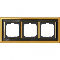 Рамка ABB Династия трехместная (латунь полированная, черное стекло) 1754-0-4567