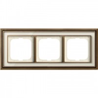 Рамка ABB Династия трехместная (латунь античная, белое стекло) 1754-0-4582