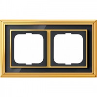 Рамка ABB Династия двухместная (латунь полированная, черное стекло) 1754-0-4566