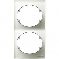 Рамка двухместная вертикальная ABB Tacto (белое стекло)  5572 CB