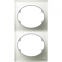 Рамка двухместная вертикальная ABB Tacto (белое стекло)  5572 CB