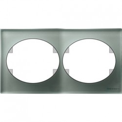 Рамка двухместная горизонтальная ABB Tacto (серебрянное стекло)  5572.1 CL