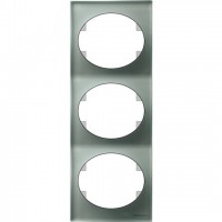 Рамка трехместная вертикальная ABB Tacto (серебрянное стекло)  5573 CL