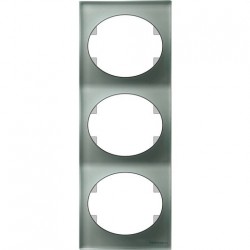 Рамка трехместная вертикальная ABB Tacto (серебрянное стекло)  5573 CL