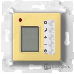Терморегулятор теплого пола и помещения с датчиком пола (светлое золото/белые клавиши) FD18004OB