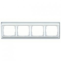 Рамка четверная, для горизонтального монтажа Jung SL 500, стекло серебро sl5840si