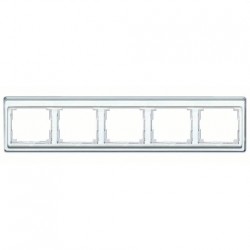 Рамка пятерная, для горизонтального монтажа Jung SL 500, стекло серебро sl5850si