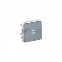 Одноклавишный выключатель-переключатель с индикацией 10А IP55 Legrand Plexo, серый 69512