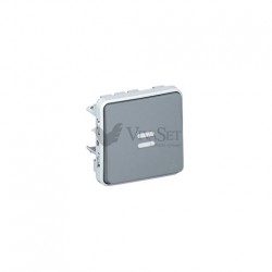 Одноклавишный выключатель-переключатель с подсветкой 10А IP55 Legrand Plexo, серый 69513