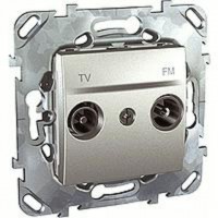 Розетка телевизионная проходная TV FM, диапазон частот от 4 до 2400 MГц Schneider Unica алюминий MGU5.453.30ZD