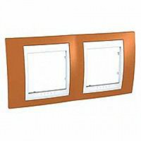 Рамка двойная, для горизонт. монтажа Schneider Unica Хамелеон оранжевый-белый MGU6.004.869
