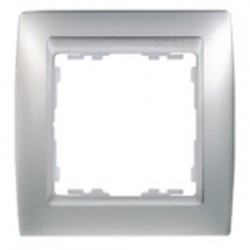 Рамка Simon 82 на 1 пост - алюминиевый матовый с металлической вставкой 82914-33