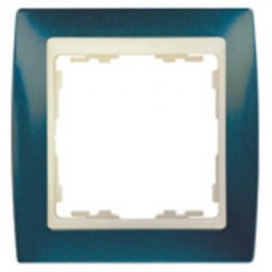 Рамка Simon 82 на 1 пост - синий металлик с бежевой вставкой 82714-64