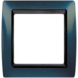 Рамка Simon 82 на 1 пост - синий металлик с черной вставкой 82814-64