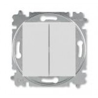 Выключатель кнопочный двухклавишный ABB Levit, 10 А, серебро-дымчатый чёрный