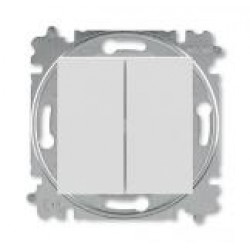 Выключатель кнопочный двухклавишный ABB Levit, 10 А, серебро-дымчатый чёрный