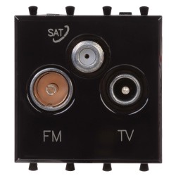 Розетка TV-FM-SAT модульная,  Avanti,  Черный квадрат,  2 модуля