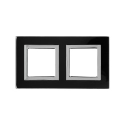 Рамка из натурального стекла,  Avanti,  черная,  2 поста (4 мод.)