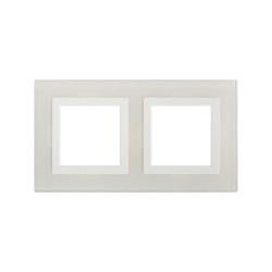 Рамка из натурального стекла,  Avanti,  белая,  2 поста (4 мод.)