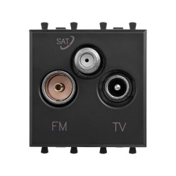 Розетка TV-FM-SAT модульная,  Avanti,  Черный матовый,  2 модуля