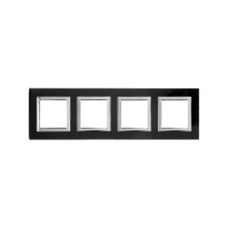 Рамка из натурального стекла,  Avanti,  черная,  4 поста (8 мод.)