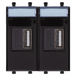 USB зарядное устройство модульное,  Avanti,  Черный квадрат,  2 модуля