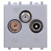 Розетка TV-FM-SAT модульная,  Avanti,  Закаленная сталь,  2 модуля