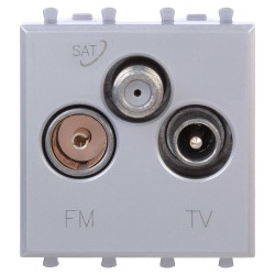 Розетка TV-FM-SAT модульная,  Avanti,  Закаленная сталь,  2 модуля