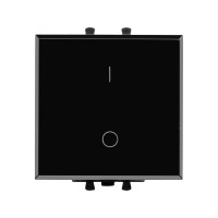 Выключатель двухполюсный одноклавишный модульный,  Avanti,  Черный квадрат,  2 модуля