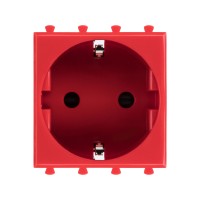Розетка модульная,  2P+E,  с з/ш,  Avanti,  Красный квадрат,  2 модуля