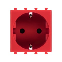 Розетка модульная,  2P+E,  с з/ш,  Avanti,  Красный квадрат,  2 модуля
